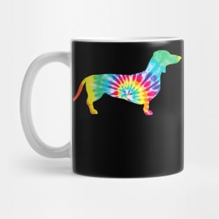 Tie Dye Dog Shirt Hippie Dachshund Retro T shirt Puppy Gift Mug